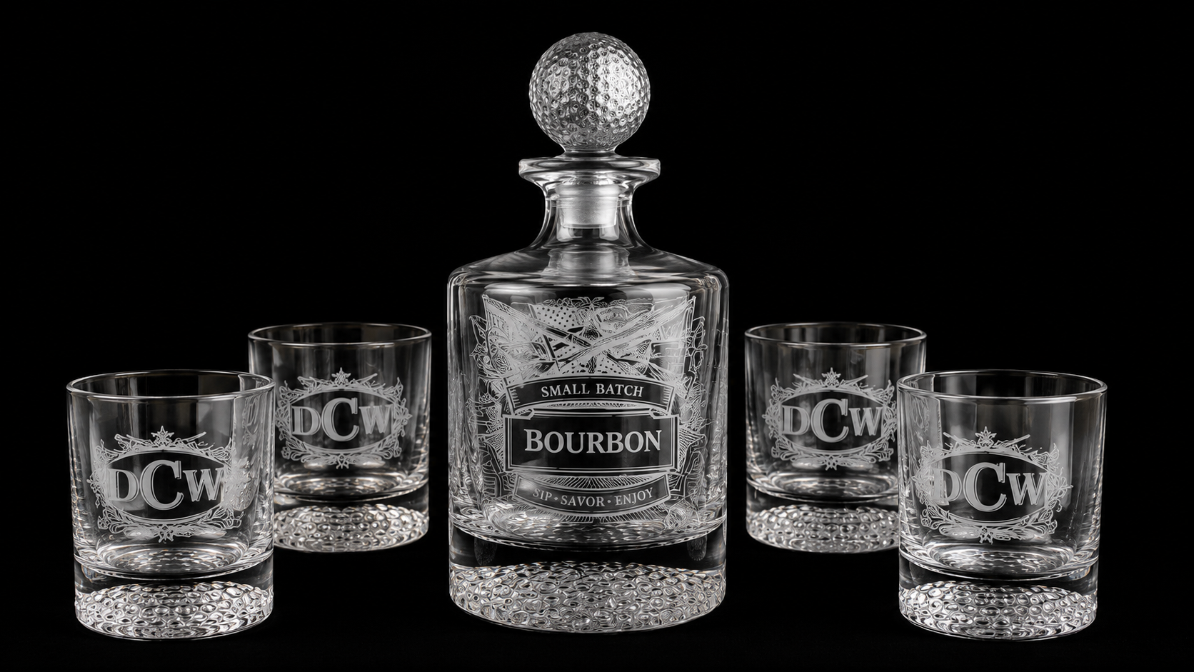 Golf Decanter & Whiskey Glass Gift Set
