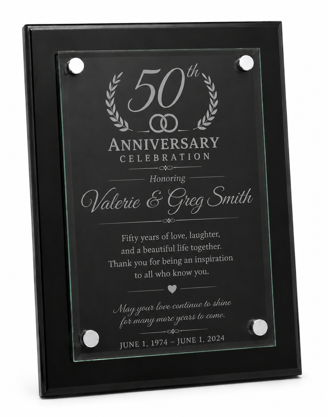 Custom Anniversary Floating Glass Plaque Award