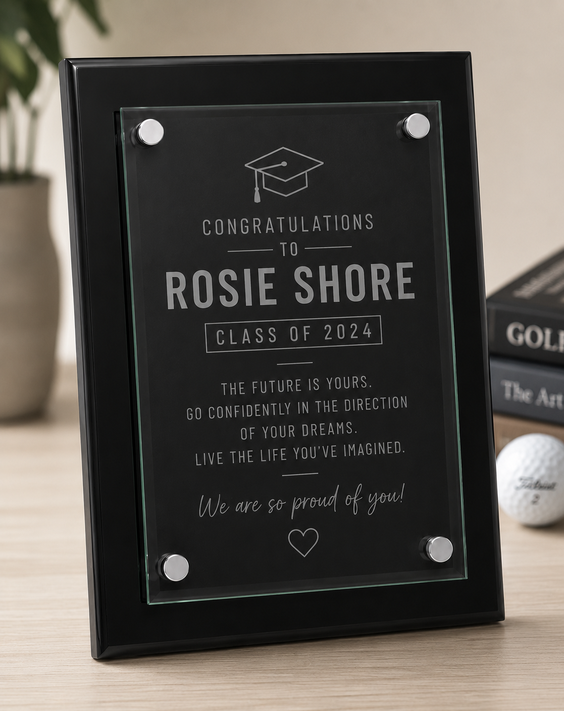 Custom Graduation Gift Floating Glass Plaque