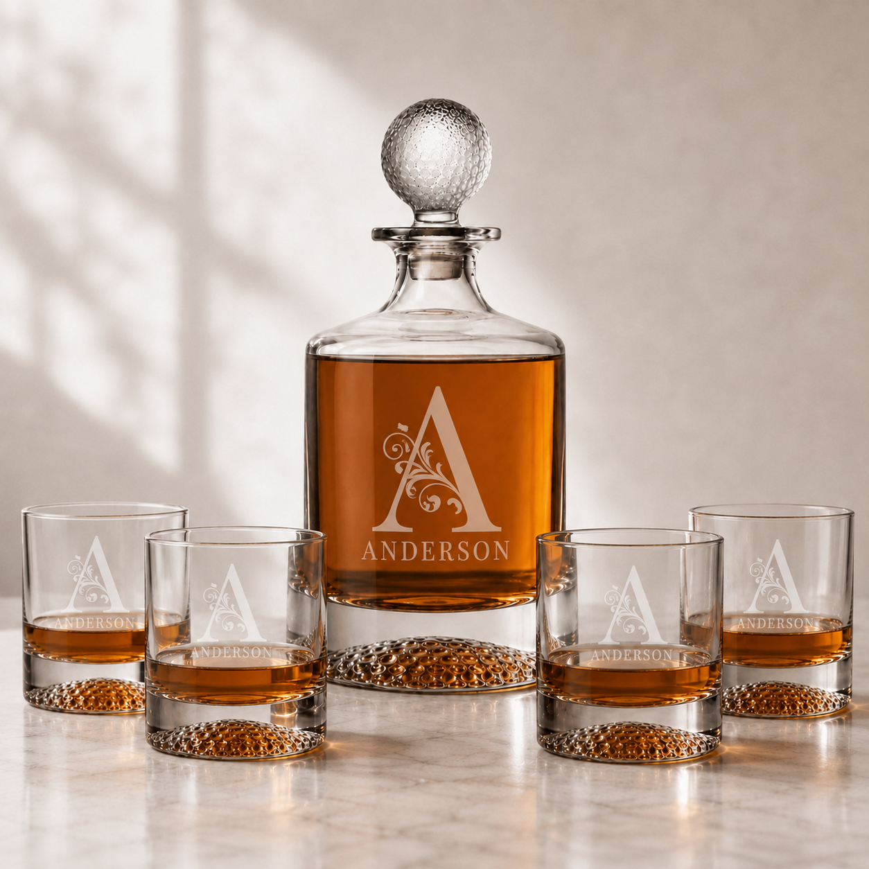 Golf Decanter &amp; Whiskey Glass Gift Sets