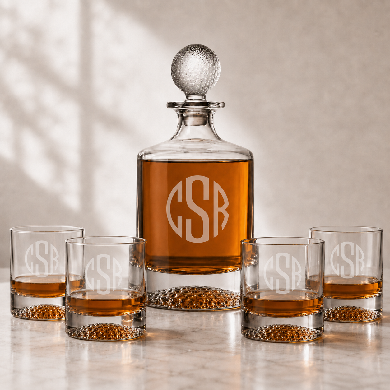 Golf-Ball Decanter &amp; Whiskey Glass Gift Sets
