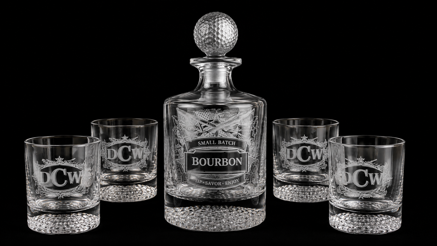 Golf Decanter &amp; Whiskey Glass Gift Set