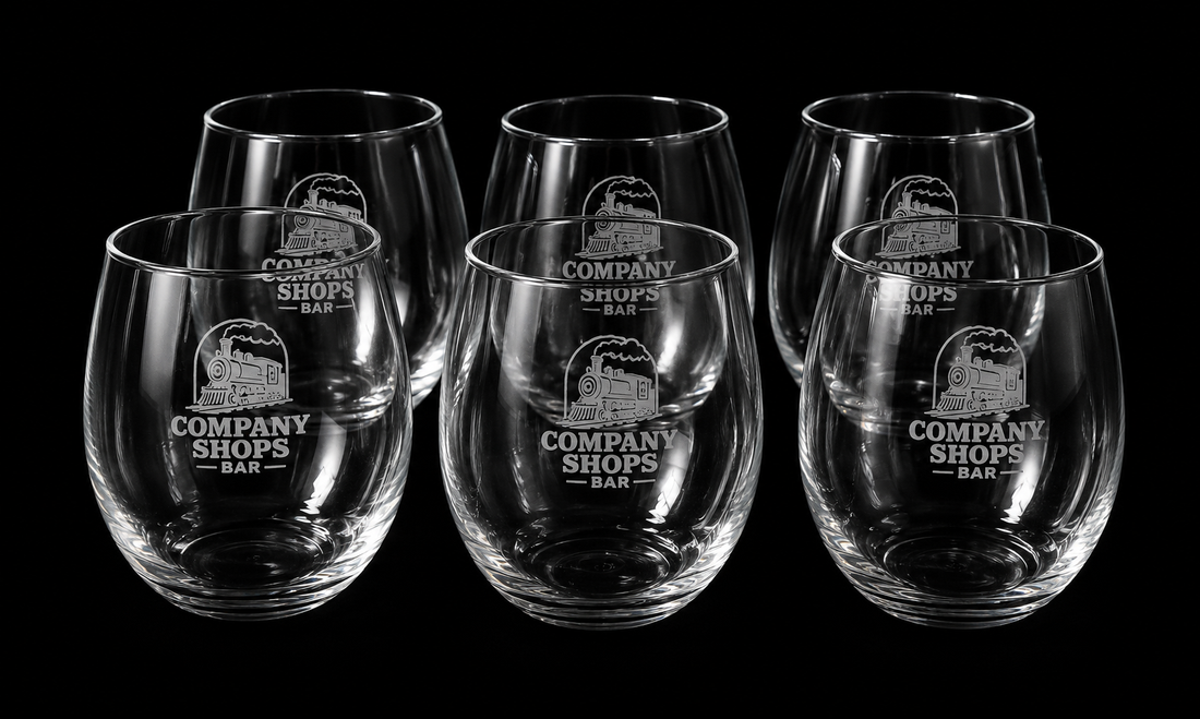 Custom branded wine glasses for business gifts and events