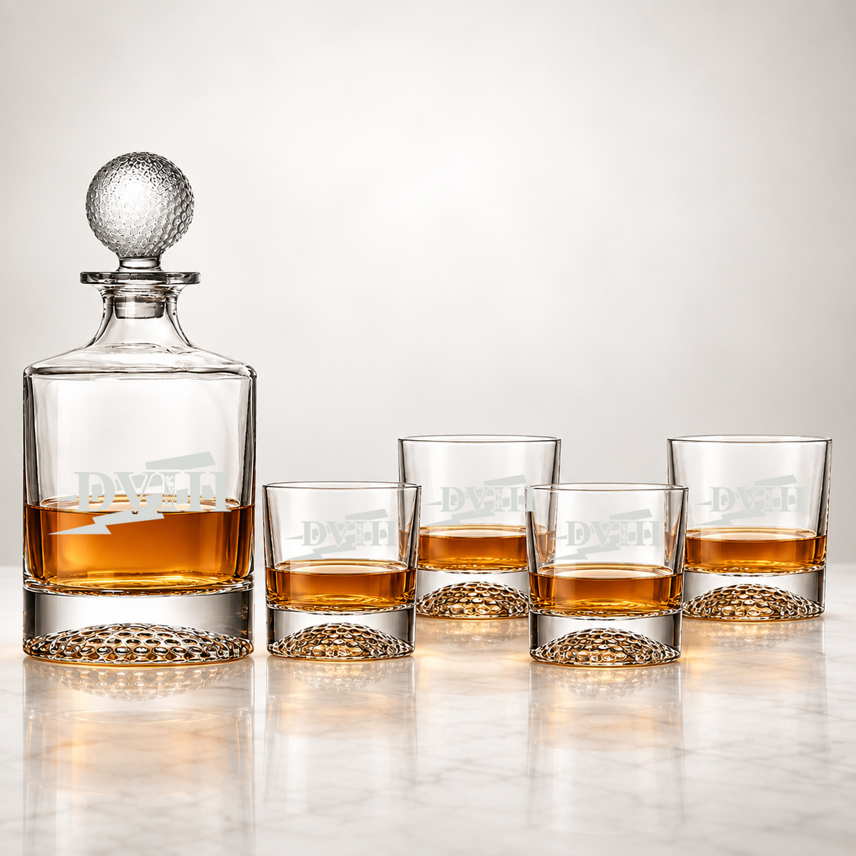 Golf-Ball Decanter &amp; Whiskey Glass Set 2Fury