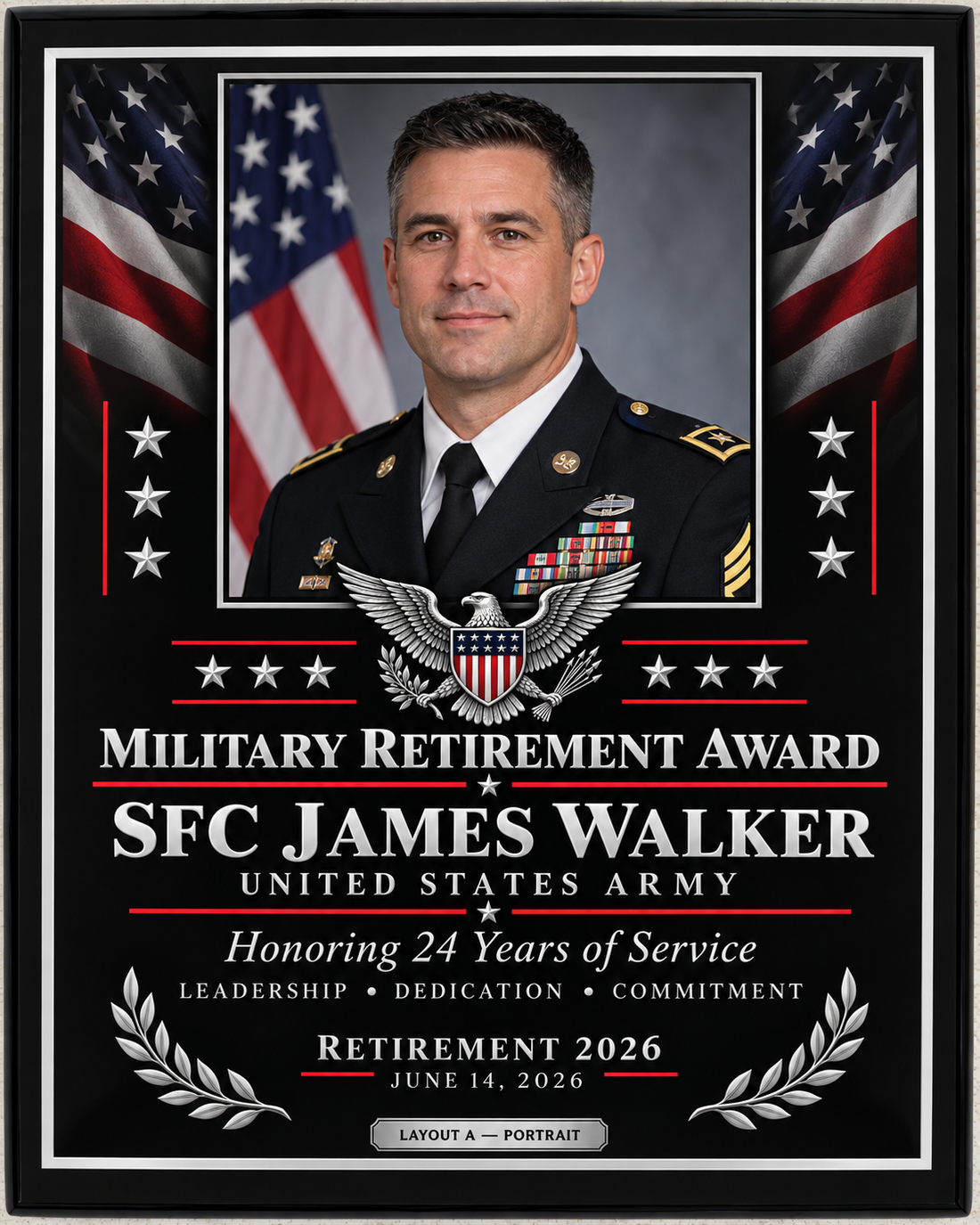 Personalized Military Service Recognition Plaque