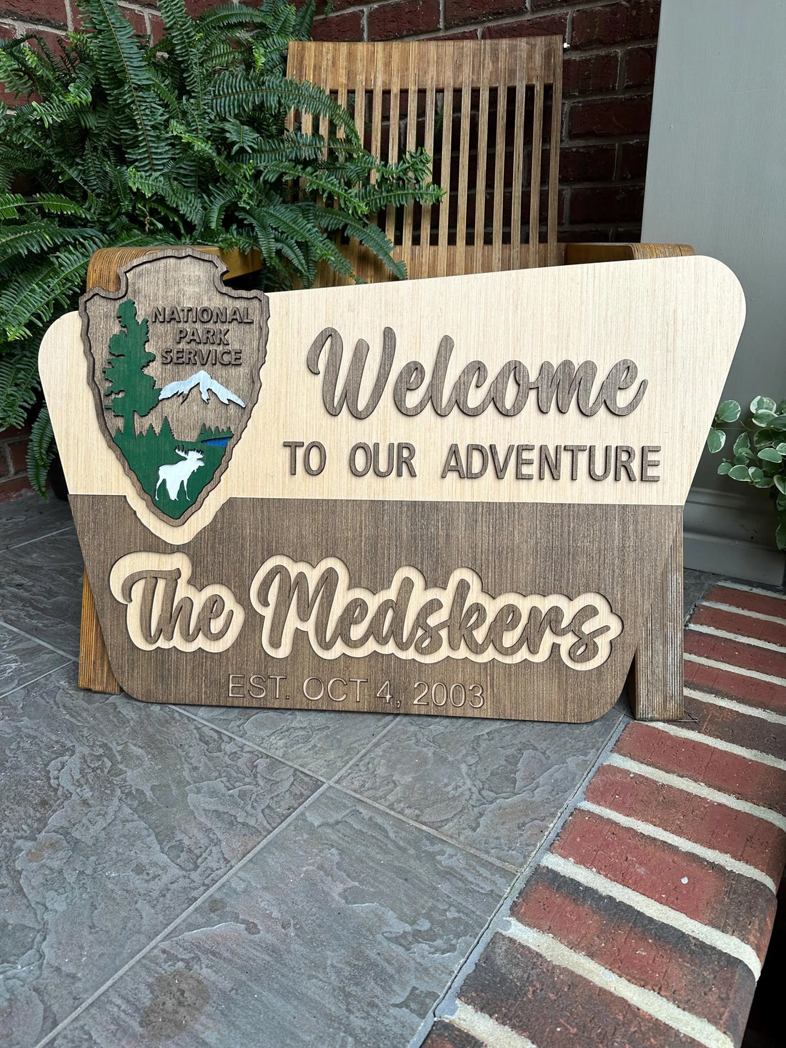 Personalized family sign styled like a national park entrance sign