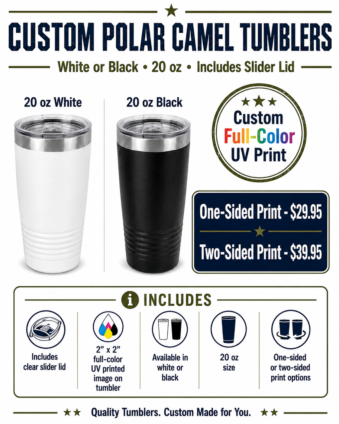 Custom full-color UV printed Polar Camel tumbler