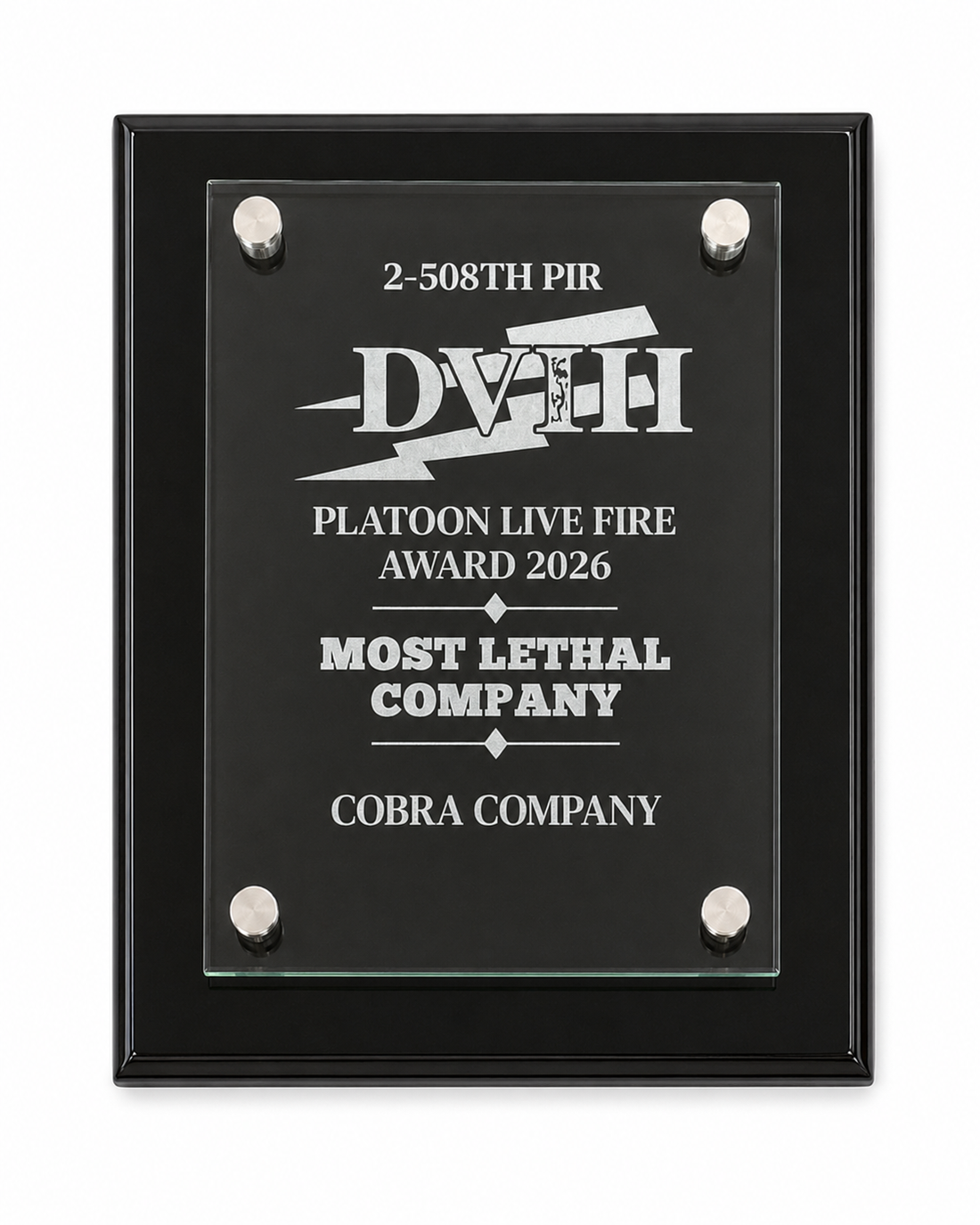 Custom military recognition plaque with unit insignia and service details
