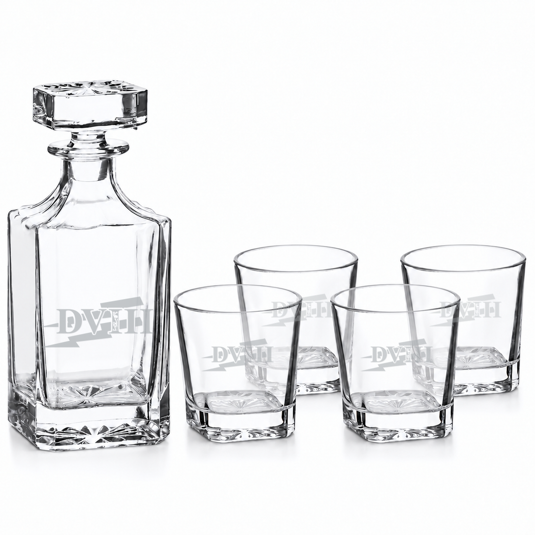 Square Decanter &amp; Whiskey Glass Set 2Fury