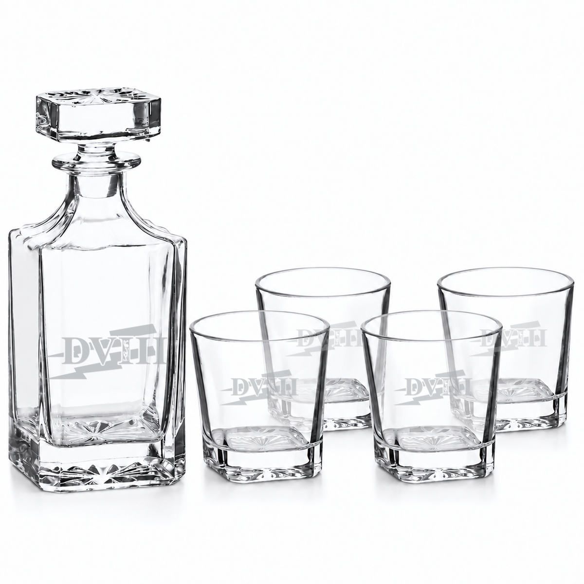 Square Decanter &amp; Whiskey Glass Set 2Fury