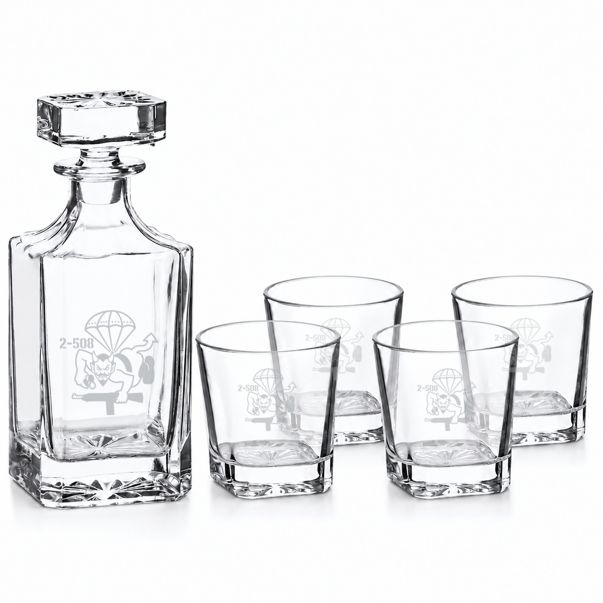 Square Decanter &amp; Whiskey Glass Set 2Fury